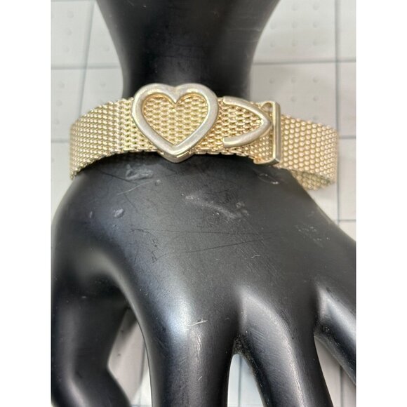 Tiffany & Co Somerset Buckle Bracelate Sterling Silver Heart Mesh 7" Wrist - Picture 2 of 10